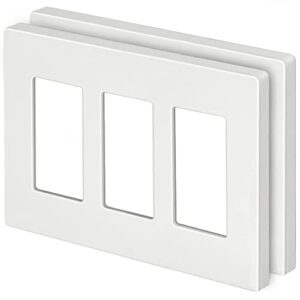 [2 pack] bestten 3-gang screwless wall plate, uswp4 white series, decorator outlet cover, h4.69” x w6.54”, for light switch, dimmer, usb, gfci, receptacle