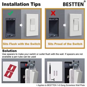 [2 Pack] BESTTEN 3-Gang Screwless Wall Plate, USWP4 White Series, Decorator Outlet Cover, H4.69” x W6.54”, for Light Switch, Dimmer, USB, GFCI, Receptacle