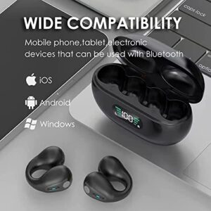 Wireless Ear Clip Bone Conduction Headphones, Mini Bone Conduction Headphones Bluetooth, Open Ear Headphones Wireless Bluetooth for Running Sports (Black) (Black)