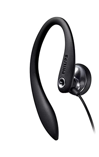 Philips SHS3305BK Wired Flexible Earhook Headphones with Mic, Black