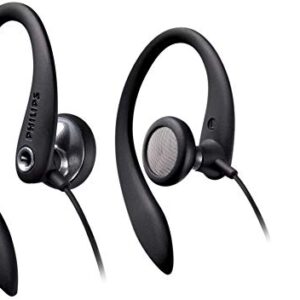 Philips SHS3305BK Wired Flexible Earhook Headphones with Mic, Black