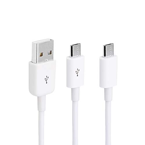 CERRXIAN 3Ft USB 2.0 Type A Male to 2 Micro USB Male Splitter Y Data Charge Connector Adapter Cable (White)