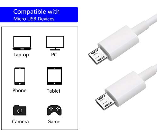 CERRXIAN 3Ft USB 2.0 Type A Male to 2 Micro USB Male Splitter Y Data Charge Connector Adapter Cable (White)