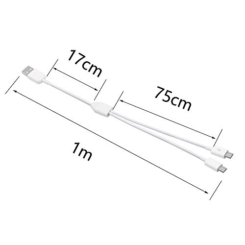 CERRXIAN 3Ft USB 2.0 Type A Male to 2 Micro USB Male Splitter Y Data Charge Connector Adapter Cable (White)