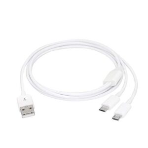 CERRXIAN 3Ft USB 2.0 Type A Male to 2 Micro USB Male Splitter Y Data Charge Connector Adapter Cable (White)