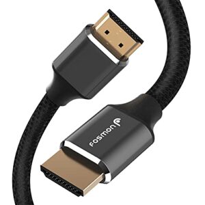 fosmon hdmi 2.1 cable 8k@60hz 1ft, premium certified in-wall cl3 rated, 48gbps ultra high speed, 4k@120hz, dynamic hdr, hdcp 2.3, 3d, earc, 30awg cotton braided compatible with uhd tv, monitor