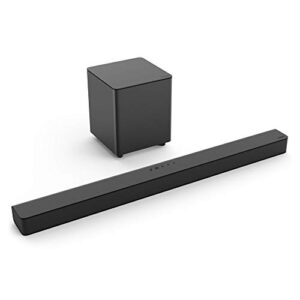 vizio v-series 2.1 channel soundbar system with 5-inch wireless subwoofer – black (renewed)