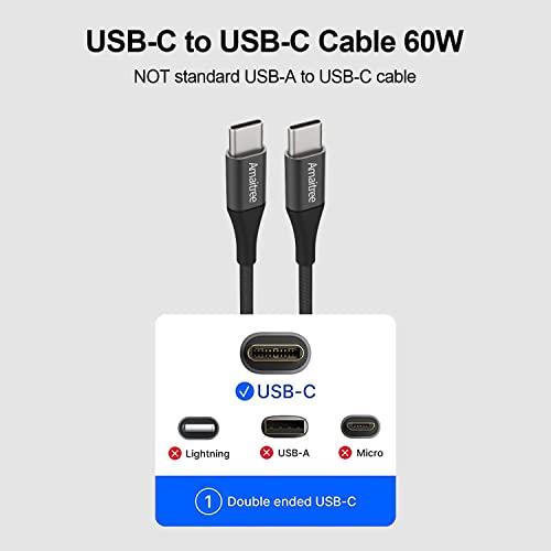 Amaitree USB C to USB C Cable 4Ft, 60W/3.1A Fast Charging USB Type-C Cable,Quick 3.0 Charging USB-C to C Cable,Compatible with Galaxy S21/S21+/S20+,Ultra Note 20,iPad Pro 2020,MacBook Air-Black