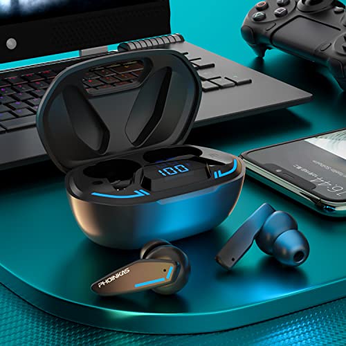 YOTMS Bluetooth Wireless Earbuds Q15 Wireless in-Ear Headphone with 50ms Low Latency, Stereo HiFi Sound, 40H Playtime, IPX4 Waterproof Built-in Mic for Working/Travel/Gym