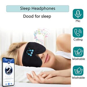 3D Sleep Headphone with Bluetooth Headphones with Speakers and Microphone, Adeleloth Wireless Music Sleeping Eye Mask Washable Earbuds for Side Sleeper, Air Travel, Office Nap, Meditation