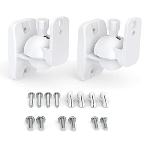 HomeMount Speaker Wall Mount Brackets - Surround Speaker Wall Mounts Kit, Bookshelf Speaker Wall Screws Mounts, Hold up to 8 lbs, 2 Pack, White