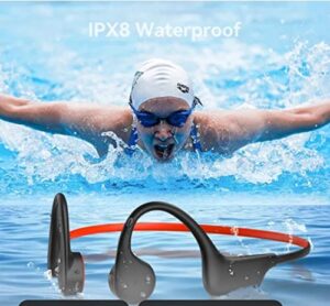 wlv-tech epp-bc-s6 swimming, bone conduction military grade, open ear, sport headphones, bluetooth 5.3, ipx8 design (full water proof)
