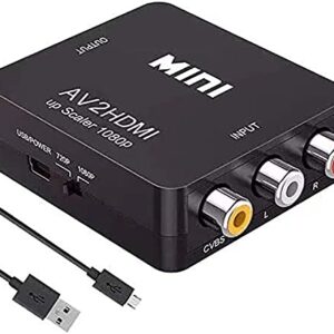 RCA to HDMI, AV to HDMI,Meekwds 1080P Mini RCA Composite CVBS AV to HDMI Video Audio Converter Supporting PAL/NTSC with USB Charge Cable for PC Laptop Xbox Wii PS2 PS4 PS3 TV STB VHS VCR Camera DVD