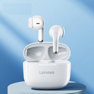 lp40 pro tws earphones wireless + free bag handsfree bluetooth 5.1 sport noise reduction headphones touch control earbuds (white)
