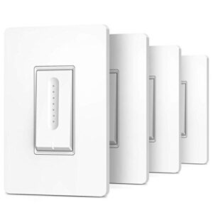 TREATLIFE Smart Dimmer Switch 4 Pack, Smart Switch Works with Alexa and Google Home, 2.4GHz WiFi Dimmer Light Switch for LED, CFL, Incandescent Bulbs, Neutral Wire Required, Single Pole