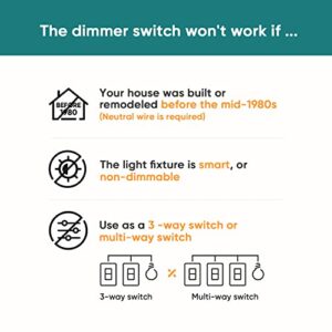 TREATLIFE Smart Dimmer Switch 4 Pack, Smart Switch Works with Alexa and Google Home, 2.4GHz WiFi Dimmer Light Switch for LED, CFL, Incandescent Bulbs, Neutral Wire Required, Single Pole