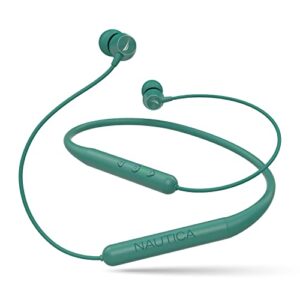 nautica b310 sport wireless bluetooth earphones with type-c charging cable, neckband earphones magnetic earbuds, bluetooth v5.0 earphones high volume levels, flexibility, portable sweat proof (green)