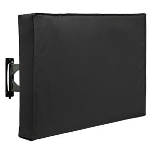 sunpatio outdoor tv cover waterproof and weatherproof, tv screen protector for 48-50 inch tv, fits most tv mounts and stands, with built-in remote pocket for outside led lcd flat screen tvs, black
