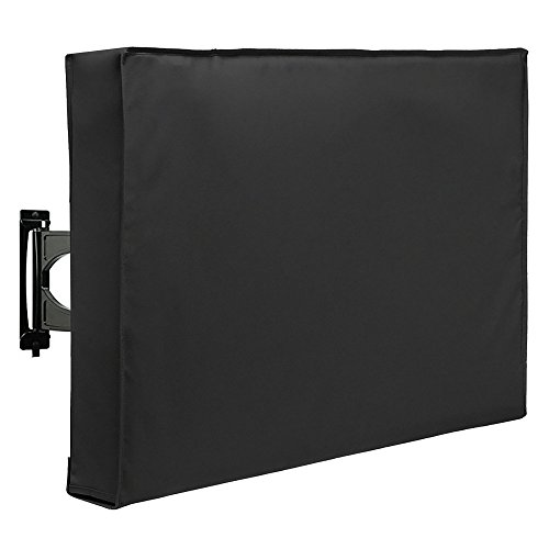 SunPatio Outdoor TV Cover Waterproof and Weatherproof, TV Screen Protector for 48-50 inch TV, Fits Most TV Mounts and Stands, with Built-in Remote Pocket for Outside LED LCD Flat Screen TVs, Black