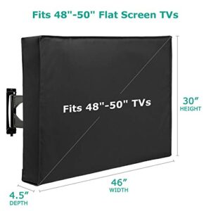 SunPatio Outdoor TV Cover Waterproof and Weatherproof, TV Screen Protector for 48-50 inch TV, Fits Most TV Mounts and Stands, with Built-in Remote Pocket for Outside LED LCD Flat Screen TVs, Black