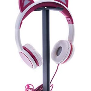 Gabba Goods Premium Kid's/Children's Safe Sound LED Light Up in The Dark Cat Over The Ear Comfort Padded Stereo Headphones with AUX Cable | Earphones - 85 Decibels