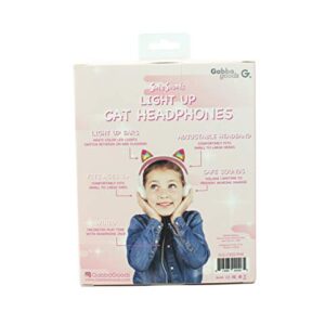 Gabba Goods Premium Kid's/Children's Safe Sound LED Light Up in The Dark Cat Over The Ear Comfort Padded Stereo Headphones with AUX Cable | Earphones - 85 Decibels