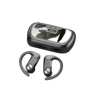 braiyv bluetooth headphones wireless earbuds sports over-ear bluetooth 5.3 ear buds wireless headphones for workout waterproof bluetooth led power display,black