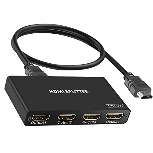 HDMI Splitter 1 in 4 Out, 4K@30HZ 1x4 HDMI Splitter for Full HD 1080P 3D Splitter, Supports HDCP1.4,Compatible with PS4 Fire Stick HDTV (with HDMI Cable)