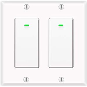 Alexa Light Switch, Double Smart WiFi Light Switches, Smart Switch 2 Gang Compatible with Alexa and Google Home, Neutral Wire Needed, with Remote Control, Timing Schedule, No hub Required (2Pack)