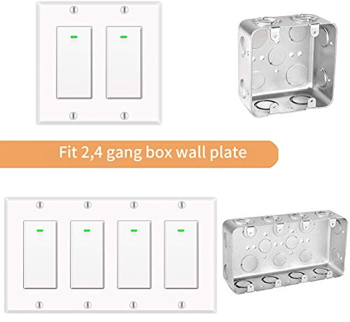 Alexa Light Switch, Double Smart WiFi Light Switches, Smart Switch 2 Gang Compatible with Alexa and Google Home, Neutral Wire Needed, with Remote Control, Timing Schedule, No hub Required (2Pack)