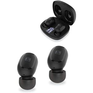 ihome xt-45 true wireless earbuds with rechargeable travel case, bluetooth earphones with microphone and touch control, black