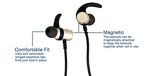 Emerson Wireless In-Ear Bluetooth Earbuds Headphones with Universal Mic and Remote and Magnetic Attraction ER106006