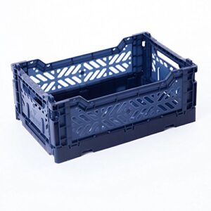 ay-kasa collapsible storage bin container basket tote, folding basket crate container : storage, kitchen, houseware utility basket tote crate – mini-box (navy)