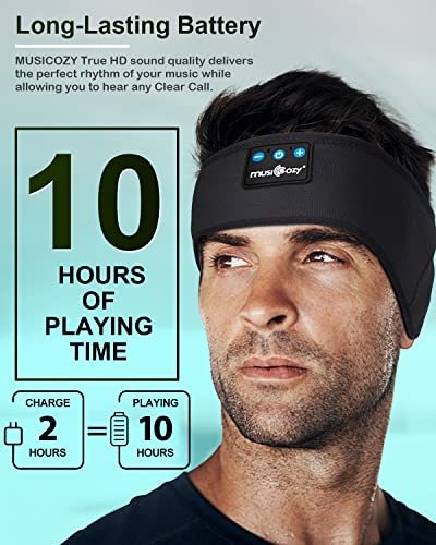 MUSICOZY Sleep Headphones Wireless Bluetooth 5.2 Sports Headband, Bluetooth Ear Muffs for Winter Side Sleepers Workout Running Insomnia Travel Yoga Office Cool Gadgets Tech Unique Gifts, 2 Pack