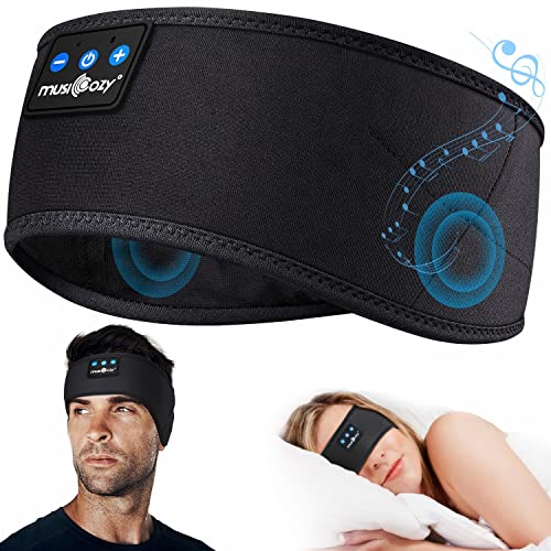 MUSICOZY Sleep Headphones Wireless Bluetooth 5.2 Sports Headband, Bluetooth Ear Muffs for Winter Side Sleepers Workout Running Insomnia Travel Yoga Office Cool Gadgets Tech Unique Gifts, 2 Pack