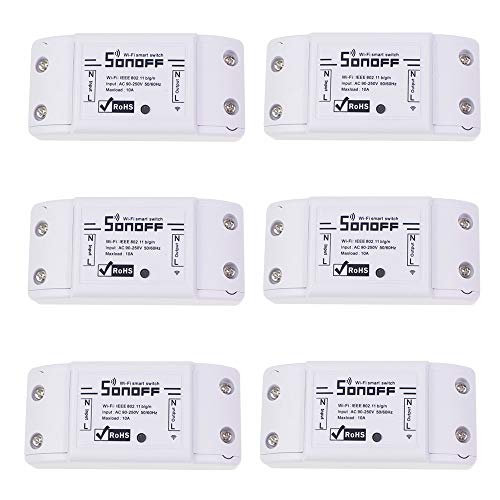 Sonoff WiFi Switch Pack of 6 Wireless Remote Control Electrical for Household Appliances Compatible with Alexa DIY Your Home via Iphone Android App