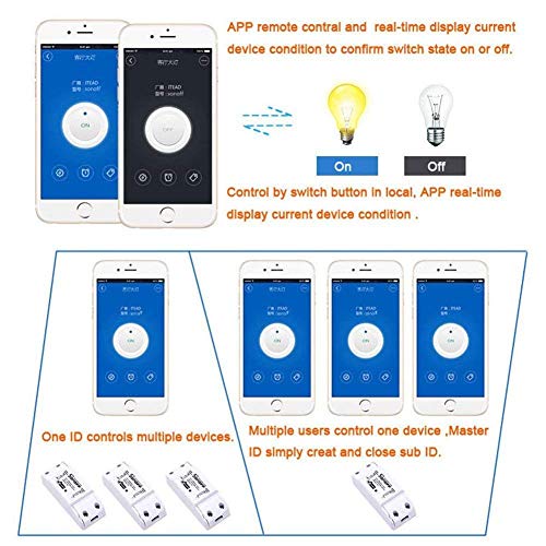 Sonoff WiFi Switch Pack of 6 Wireless Remote Control Electrical for Household Appliances Compatible with Alexa DIY Your Home via Iphone Android App