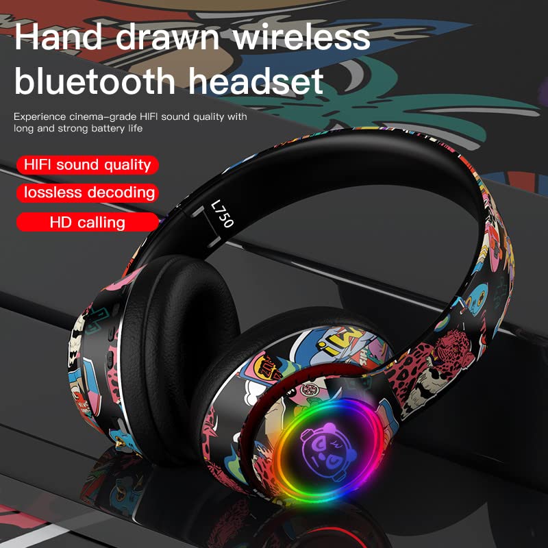 Over-Ear Bluetooth Headphones, Colorful Atmosphere Lamp, Foldable Wireless Sports Headset, Hi-Res Audio, Noise Cancelling, Can Be Inserted Into The Card Mobile Computer Universal