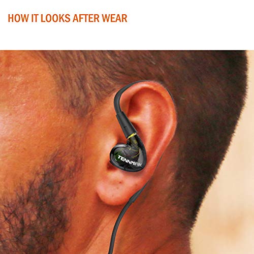 TENNMAK PRO Earphone Accessory Clear Ear Head Unit for MMCX Sport Running Gym Replace in Ear Earphones Earbuds Headphones, Dual Drivers Earphone Ear Head (PRO Ear Head) (Black)
