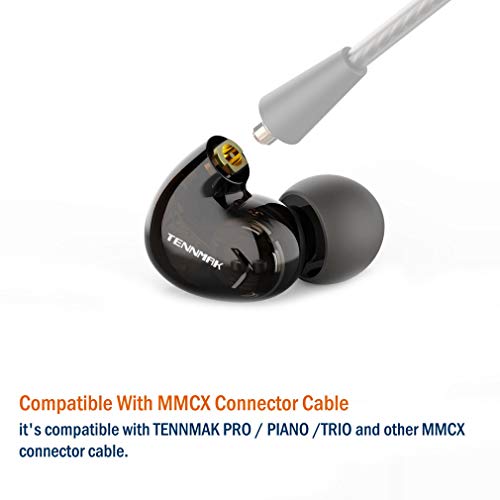 TENNMAK PRO Earphone Accessory Clear Ear Head Unit for MMCX Sport Running Gym Replace in Ear Earphones Earbuds Headphones, Dual Drivers Earphone Ear Head (PRO Ear Head) (Black)