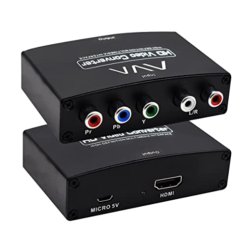 Component to HDMI Adapter, YPbPr to HDMI Coverter, 5 RCA to HDMI Coverter, Supports 1080P Video Audio Converter Adapter HDMI V1.4 for DVD/PSP/Xbox360 to HDTV Monitor