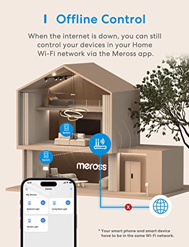 meross Smart Light Switch Compatible with Alexa, Google Assistant and SmartThings, Needs Neutral Wire, Single Pole WiFi Wall Switch, Remote Control, Schedules, No Hub Needed, 2.4G Only, 4 Pack