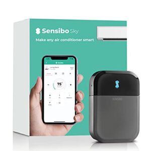 sensibo sky, smart home air conditioner system – quick & easy installation. maintains comfort with energy efficient app – automatic on/off. wifi, google, alexa and siri. (grey)