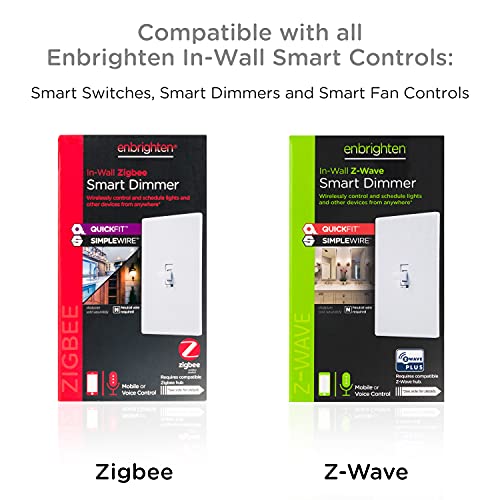 Enbrighten Add-On Switch QuickFit and SimpleWire, In-Wall Toggle, Z-Wave ZigBee Wireless Smart Lighting Controls, NOT A STANDALONE Switch, 46200