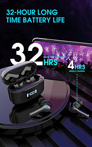 M48-Wireless Bluetooth Headset，Wireless Earbuds，Noise Cancelling Earbud，HD Sound Quality，deep bass，Sports Game headse，IPX6 Waterproof Stereo, Support to Summon The Voice Assistant, Black