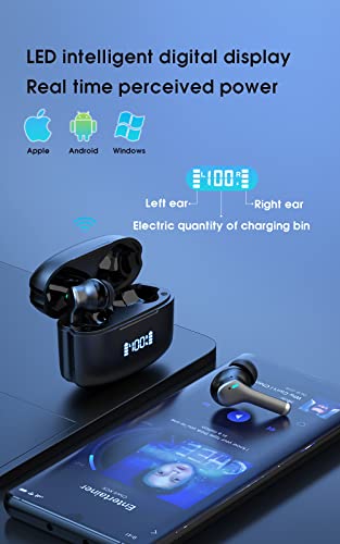 M48-Wireless Bluetooth Headset，Wireless Earbuds，Noise Cancelling Earbud，HD Sound Quality，deep bass，Sports Game headse，IPX6 Waterproof Stereo, Support to Summon The Voice Assistant, Black