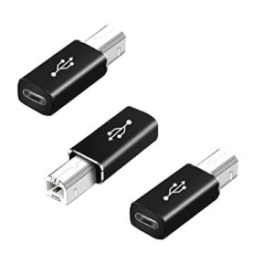 usb c to b adapter,【3-pack】 tpenod female usb c to midi converter，compatible with midi，printers，chromebook pixel，electric piano,synthesizers and devices /laptops with type-c port., black