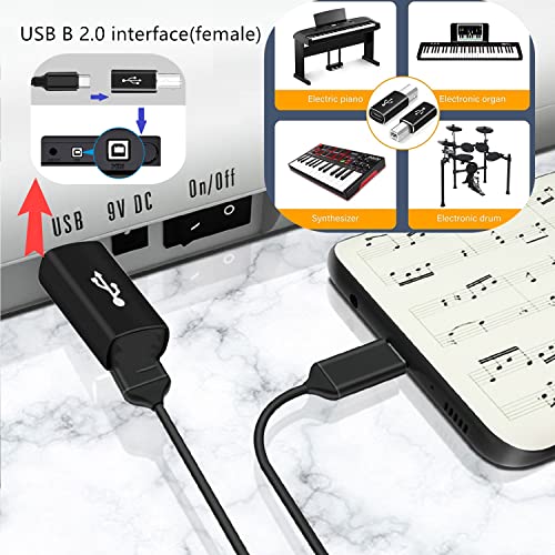 USB C to B Adapter,【3-Pack】 Tpenod Female USB C to MIDI Converter，Compatible with MIDI，Printers，Chromebook Pixel，Electric Piano,Synthesizers and Devices /laptops with Type-c Port., black
