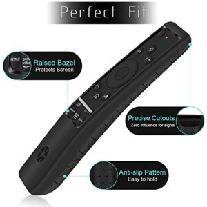 Silicone Protecitve Case Cover Holder Compatible for Samsung New Smart TV Remote Control BN59 Series,[Thicken Layer]Shockproof Anti Slip Curved Samsung Remote Battery Back Skin Sleeve Protector-Black