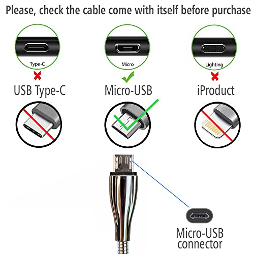 MAGNITTO Micro USB Cable, Zinc Alloy Metal Braided Extra Durable USB2.0 Sync and Charging Cord Sync for Android Phones Devices HTC Moto LG Samsung Galaxy S7 S6 J7 Edge Note 5, Tablets, Kindle. MP3